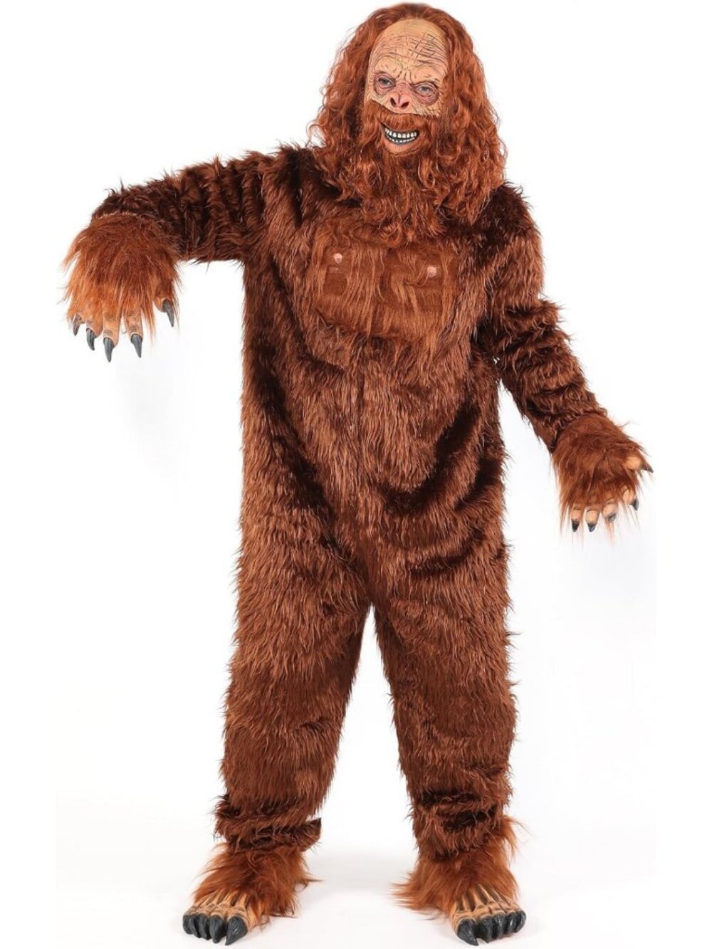 Furry Brown Sasquatch Costume for Men - 4PCS Adult Halloween Outfit